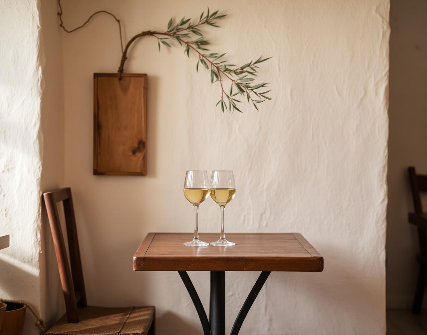 A quiet corner table at Souvlaki Spot
